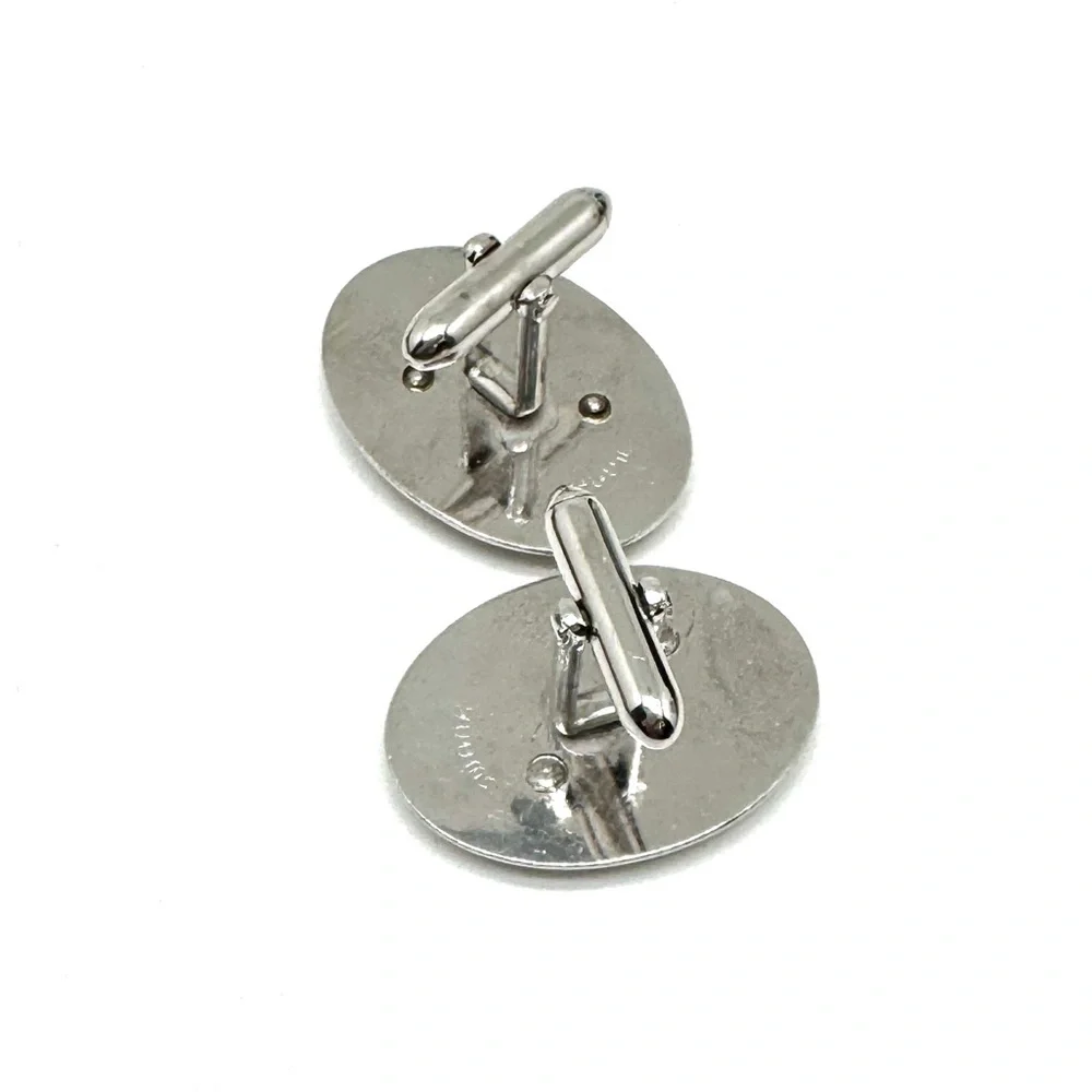 SWANK Silvertone Oval 'S' Monogram Cuff Links
